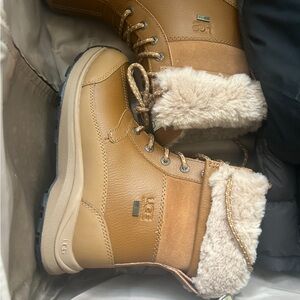 UGG Chestnut Leather Boots with Plush Lining